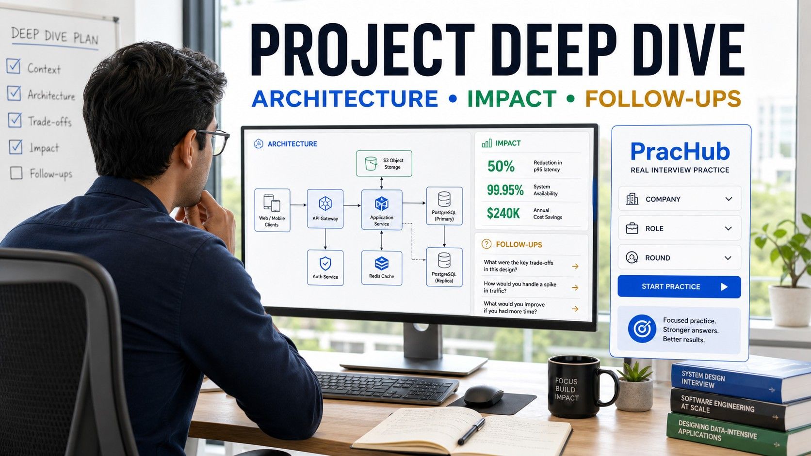Software engineer project deep dive interview guide for architecture impact and follow-up questions