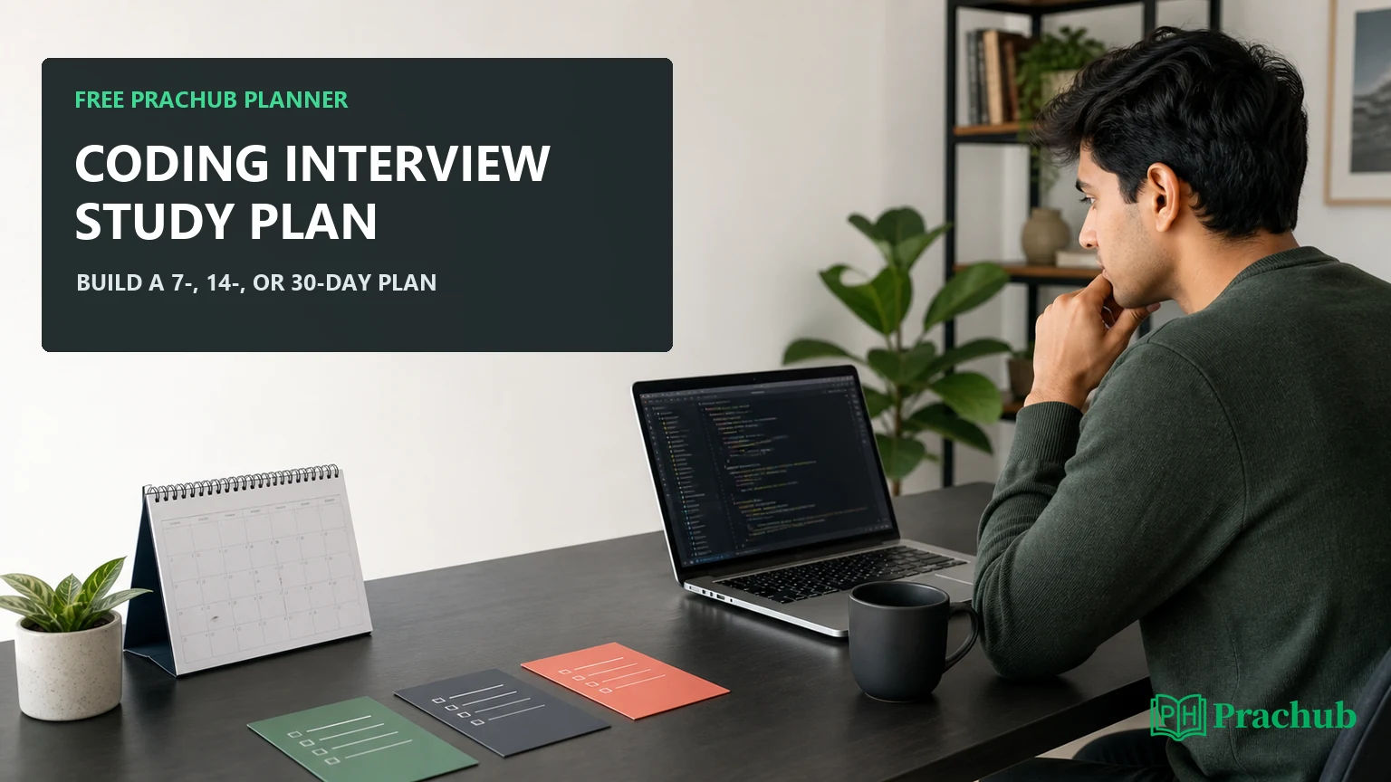 Free coding interview study plan generator with 7-day, 14-day, and 30-day options