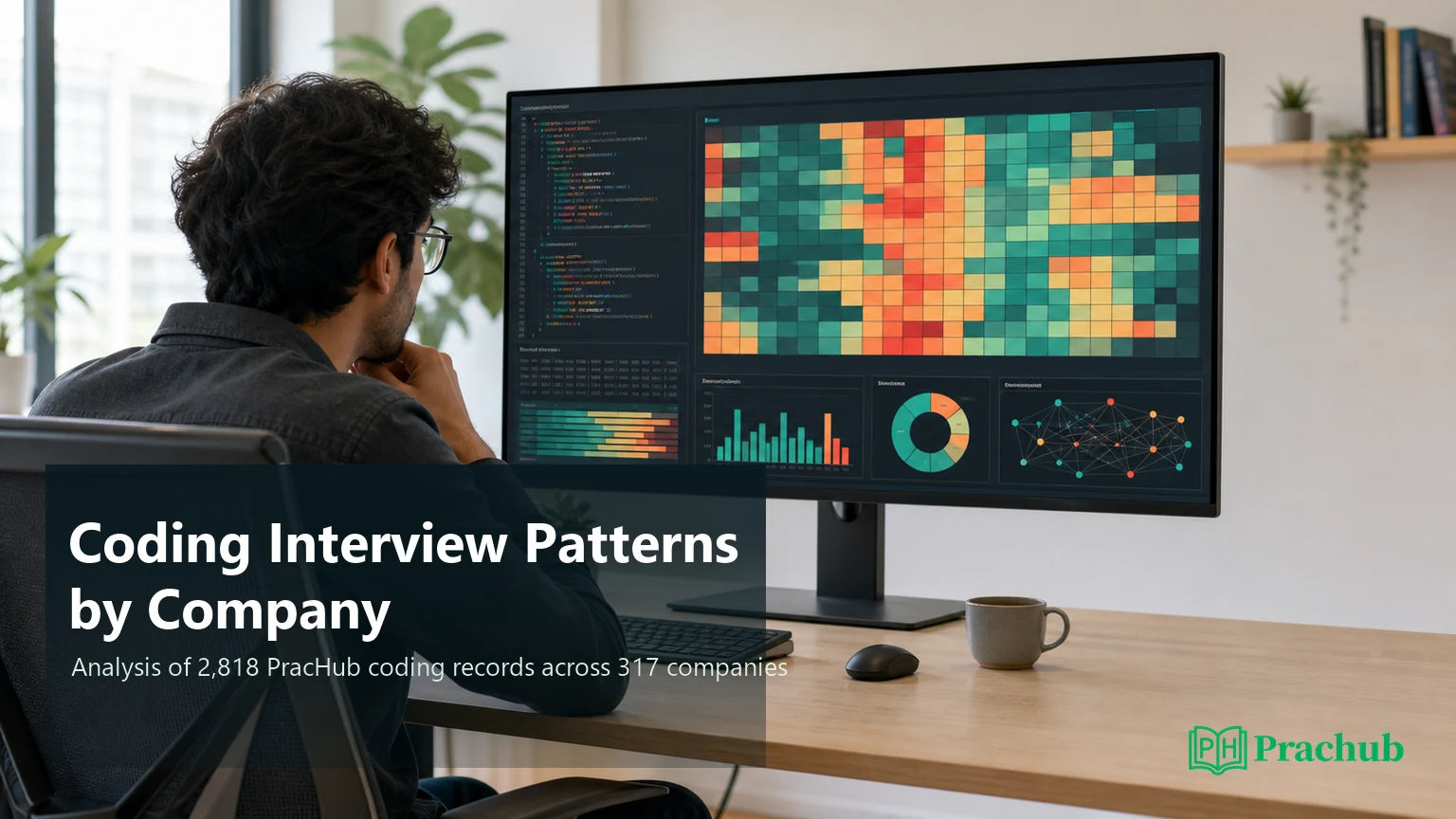 Most common coding interview patterns by company based on PracHub question data