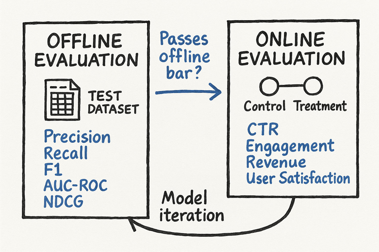 Offline vs Online Evaluation Pipeline