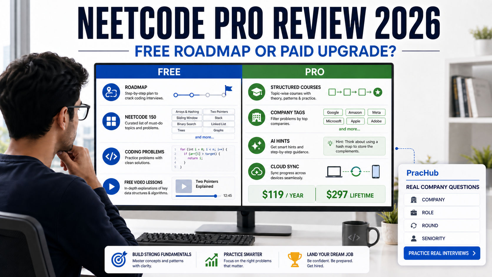 NeetCode Pro review 2026 comparing the free roadmap with the paid upgrade