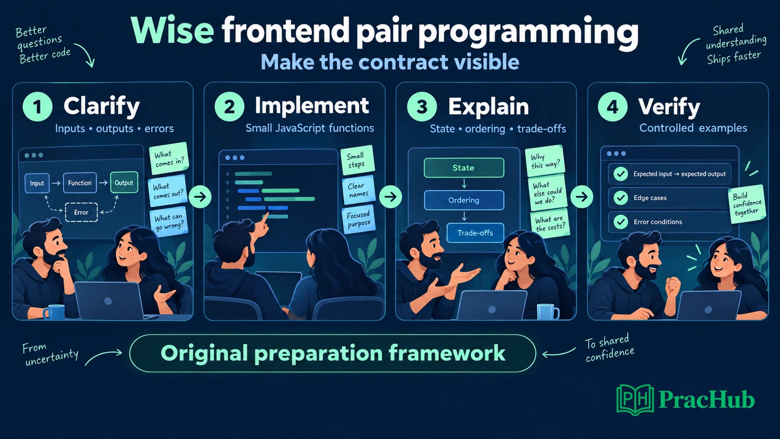 Clarify, implement, explain, and verify a small JavaScript task