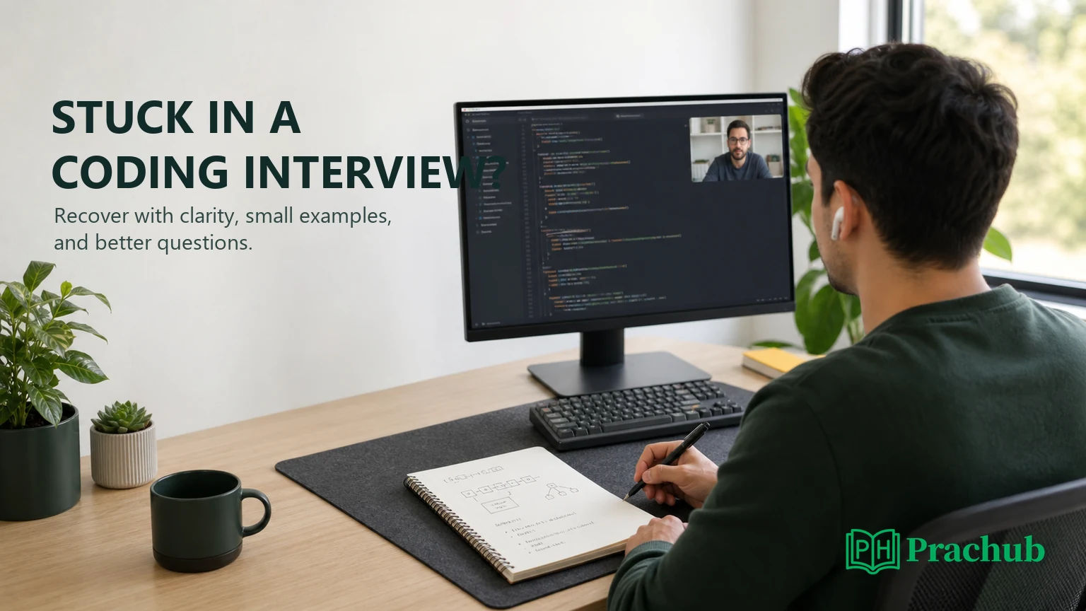 A candidate recovering after getting stuck in a coding interview