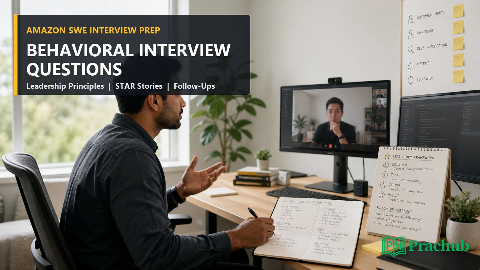 Amazon behavioral interview questions for software engineers with Leadership Principles and STAR story preparation