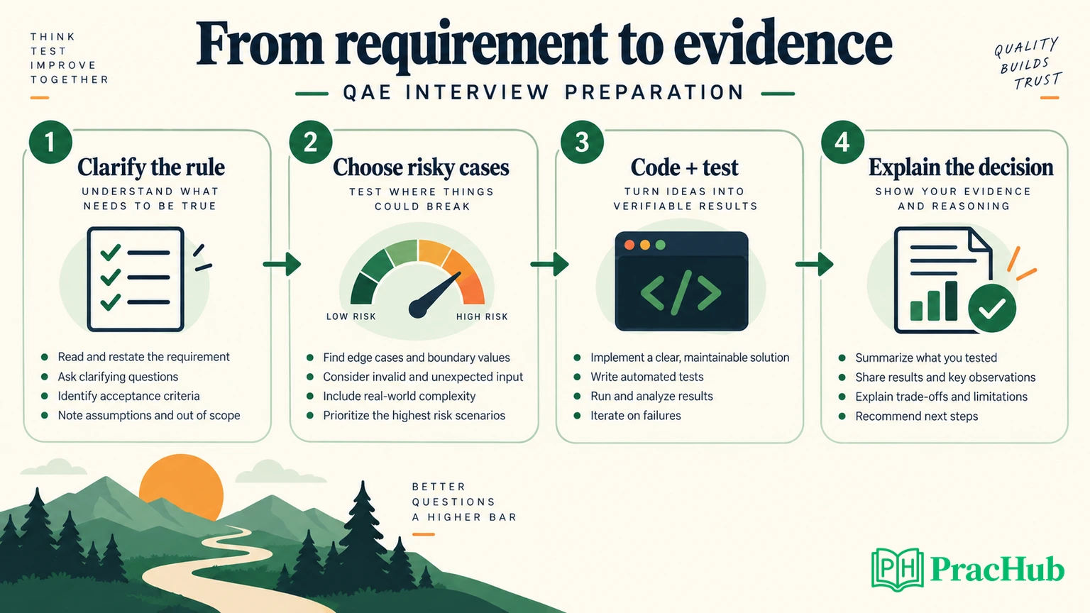 QAE preparation connects requirements, risky cases, coding and release evidence