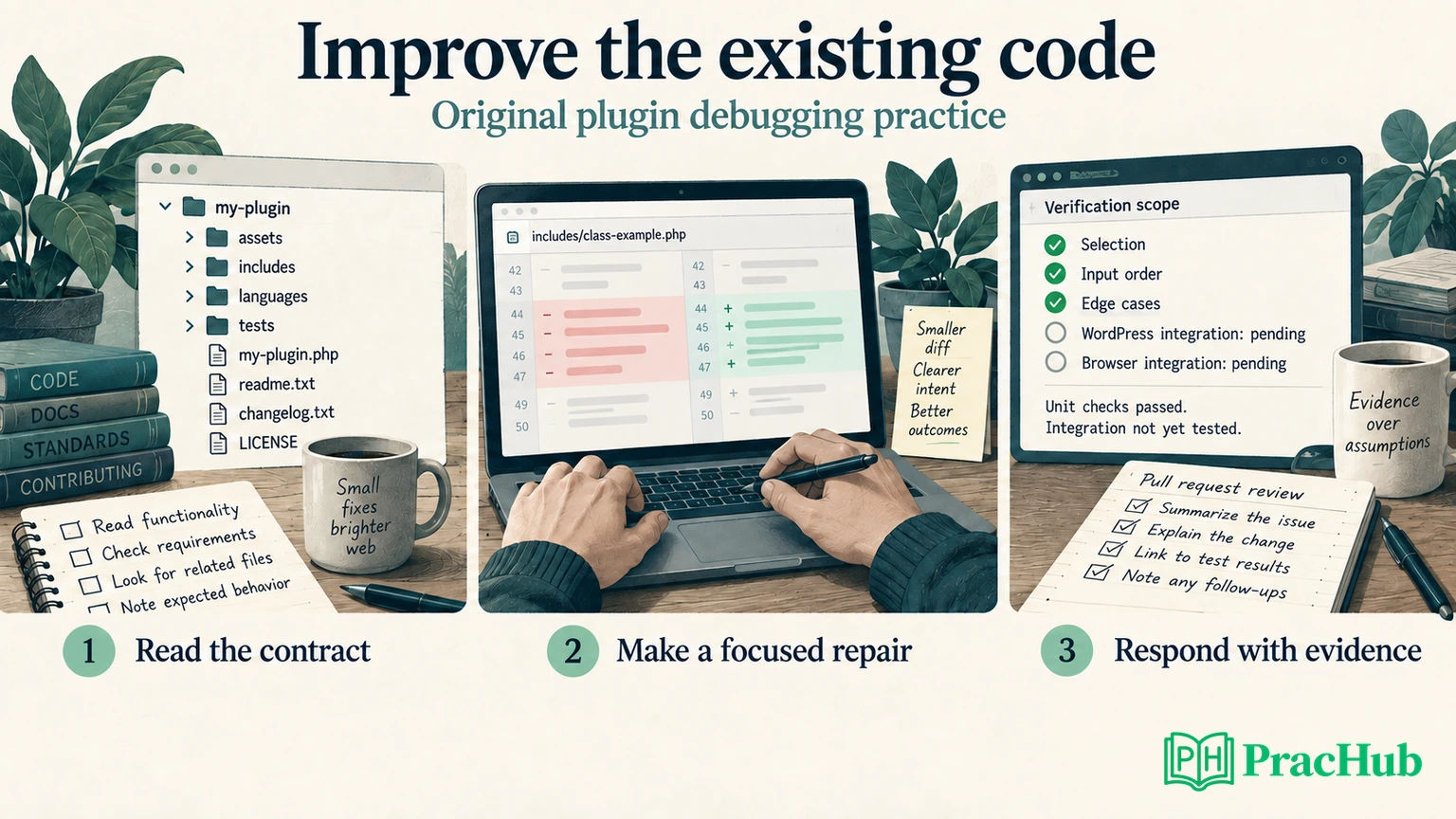 Automattic code test preparation focuses on reading an existing plugin, making a focused repair, and answering review with evidence