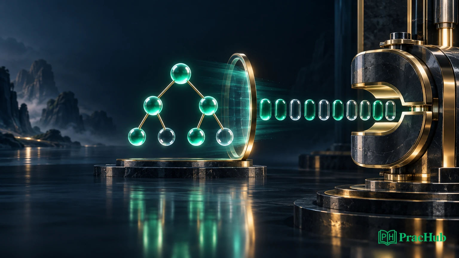 Binary tree preorder serialization with explicit null markers and token positions