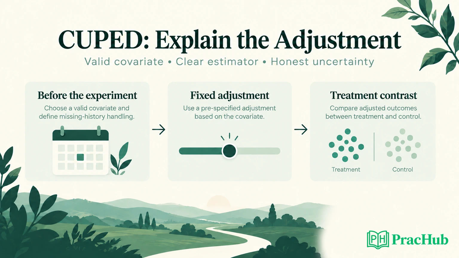 CUPED preparation connects a valid pre-experiment covariate with an explicit estimator and uncertainty calculation