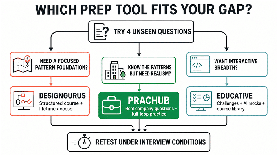 DesignGurus vs Educative course decision workflow for coding interviews