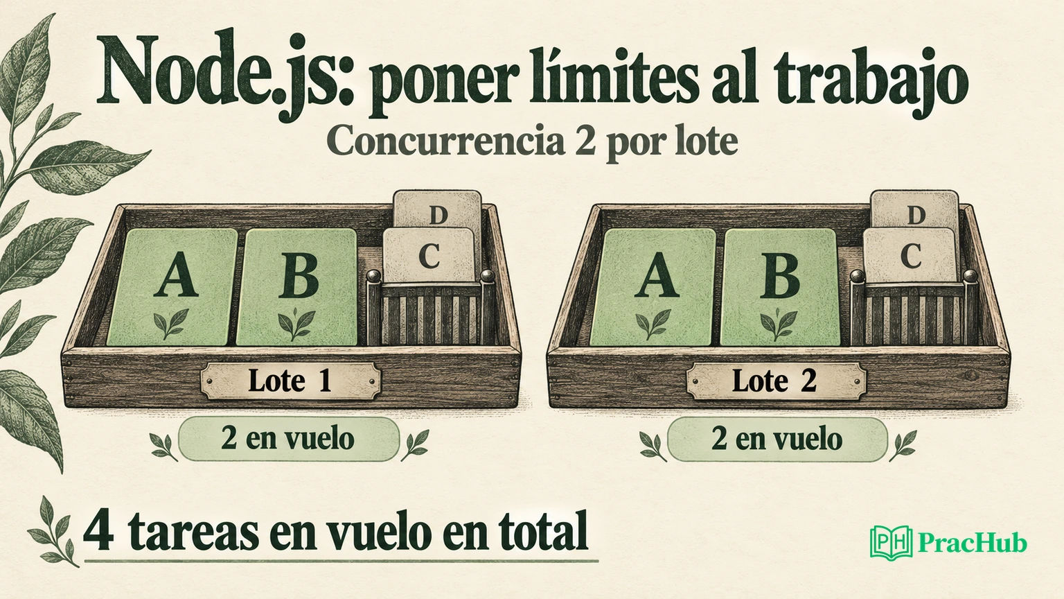 Dos lotes con concurrencia dos pueden mantener cuatro tareas en vuelo en total