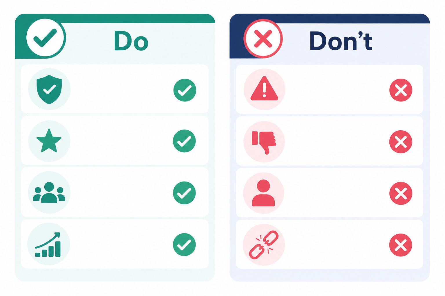 Flat-vector two-column do and don't checklist for the OpenAI MLE interview with check and cross icons