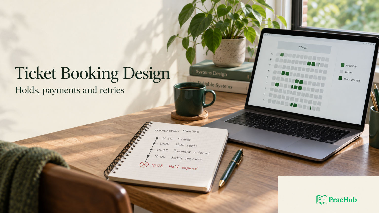PracHub Ticket-booking system design preparation desk
