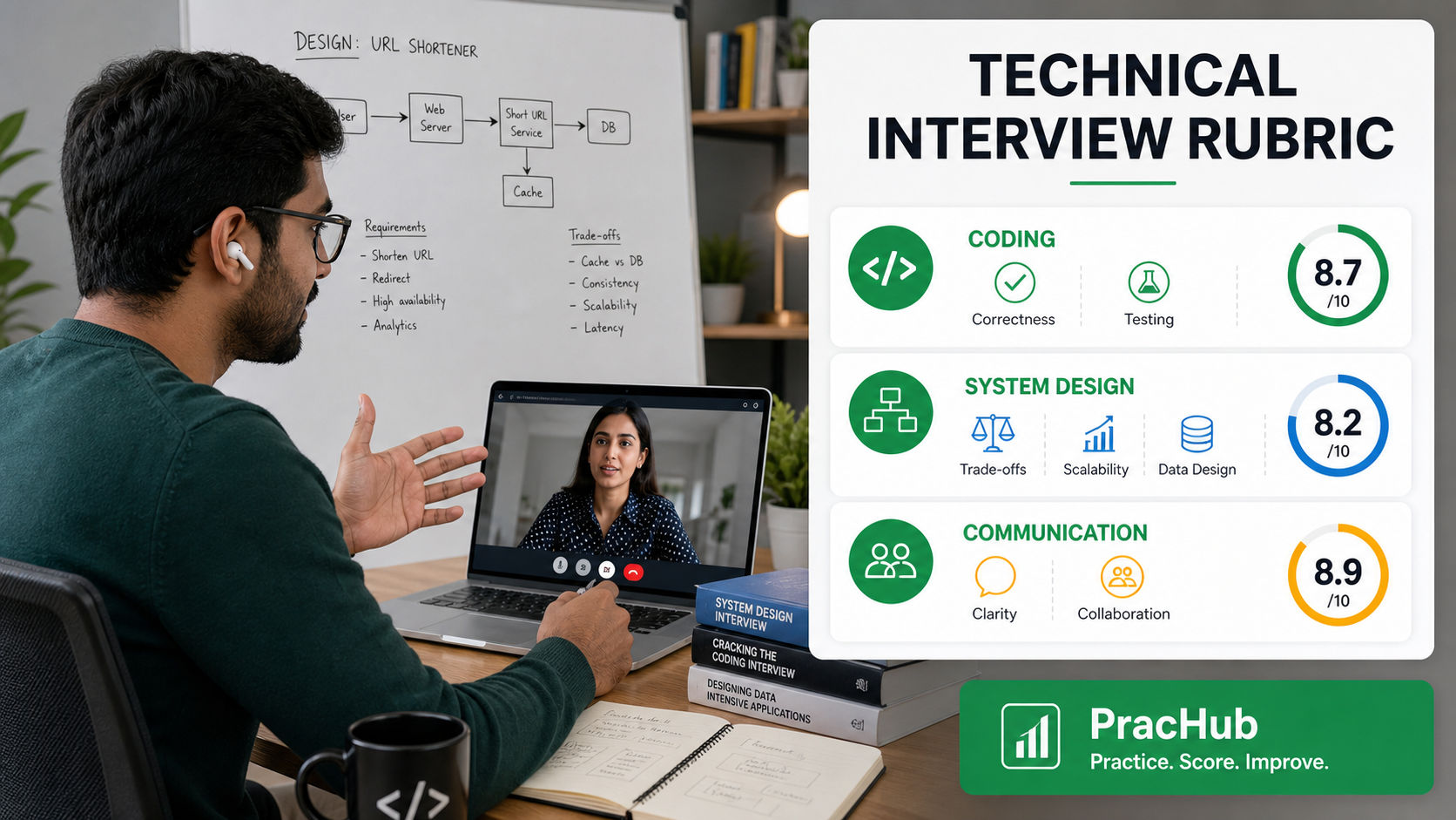 Technical interview rubric for coding system design and communication