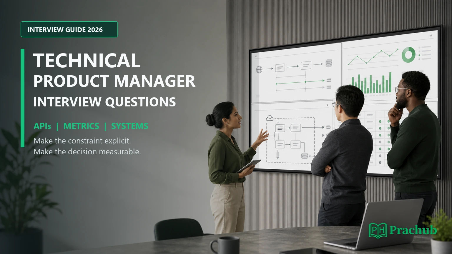 Technical Product Manager interview questions about APIs metrics systems and product trade-offs