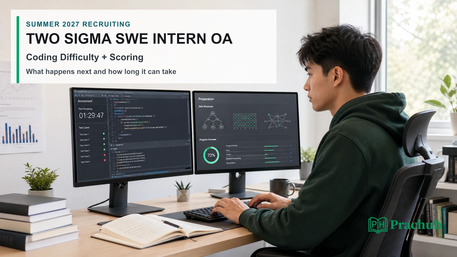 Two Sigma SWE Intern OA 2027 coding difficulty scoring and interview timeline with PracHub