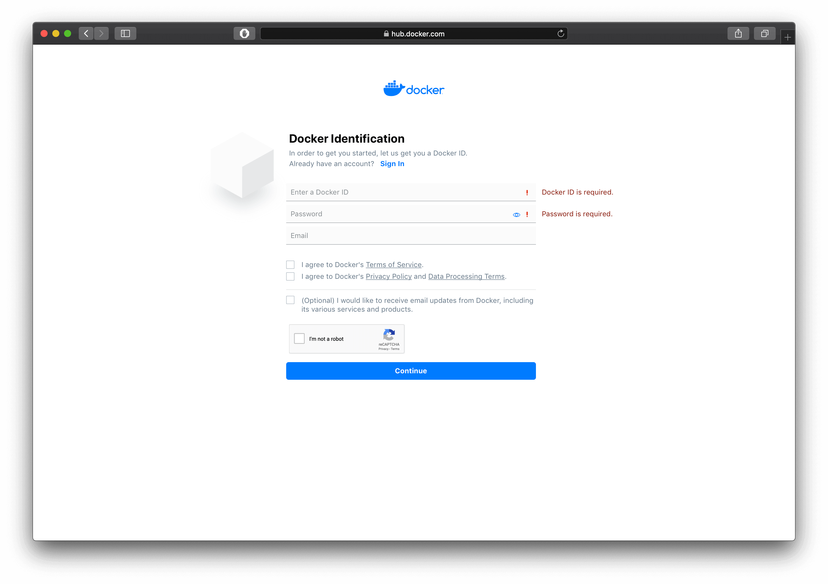 docker-hub-signup-page