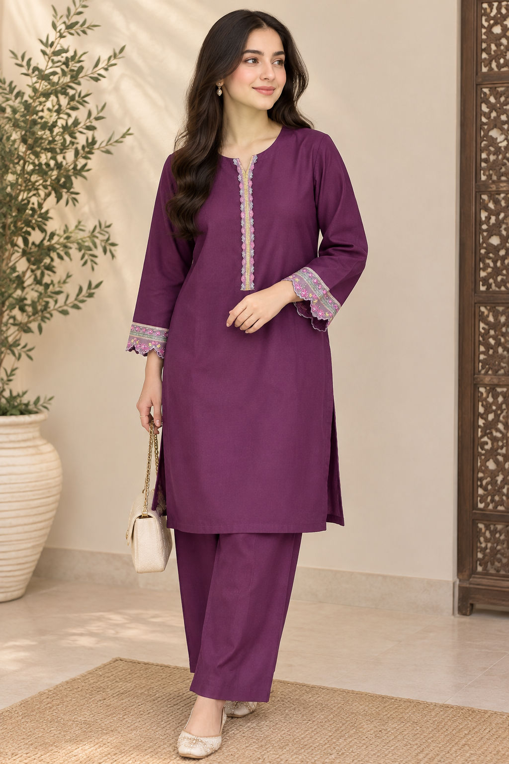 Micro Embroidered Winter Suit unstitched 2-piece suit