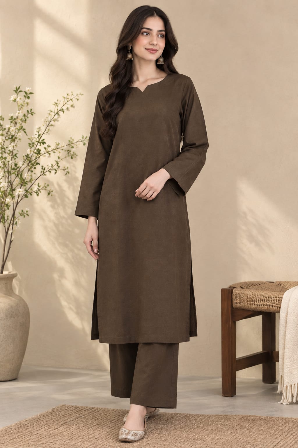 Plain winter micro unstitched 2-piece suit