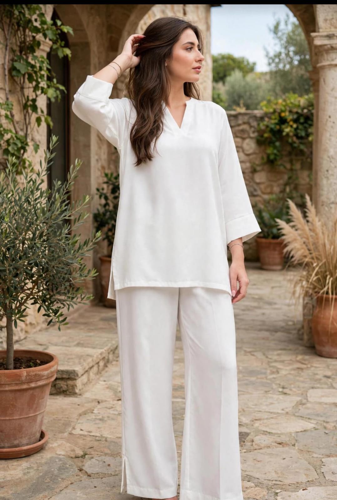 Ivory Ease Co-Ord Set stitched 2-piece suit