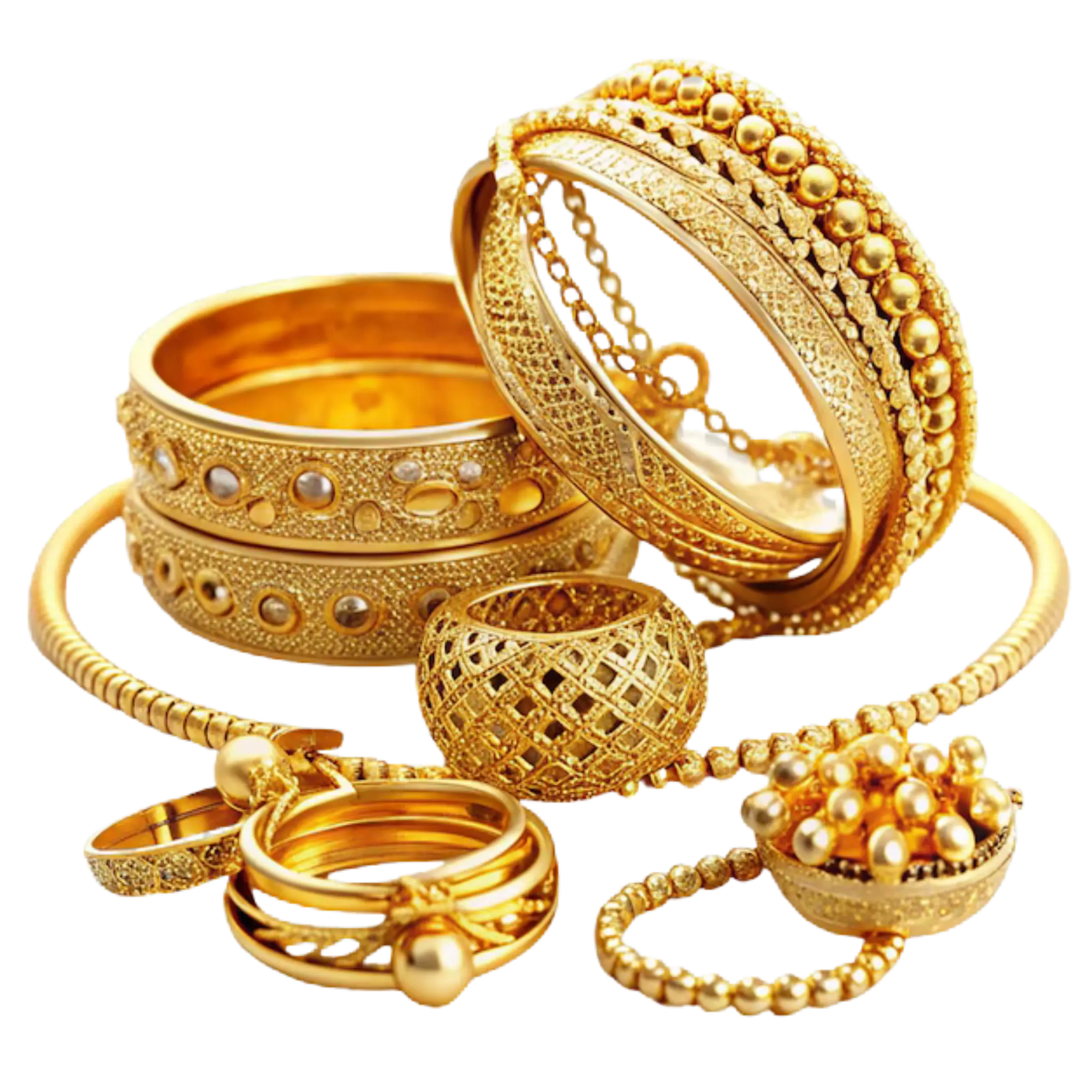Old and broken gold jewellery being valued in Durgapur — condition does not reduce the per-gram gold value at Auriksha