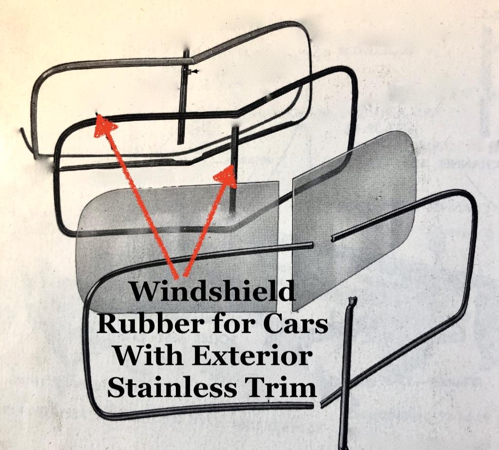 Windshield Rubber - For Cars with Exterior Stainless Window Trim - Thumbnail 6