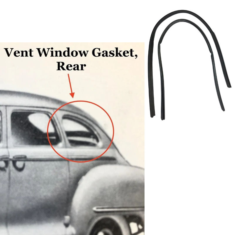 Rear Vent Window Rubber Seal Pair - 4-Door Sedan - Thumbnail 1