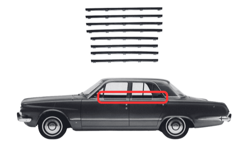 Beltline Window "Sweeper" Set - For 1963-1966 Valiant 4-Door Sedans - Thumbnail 1