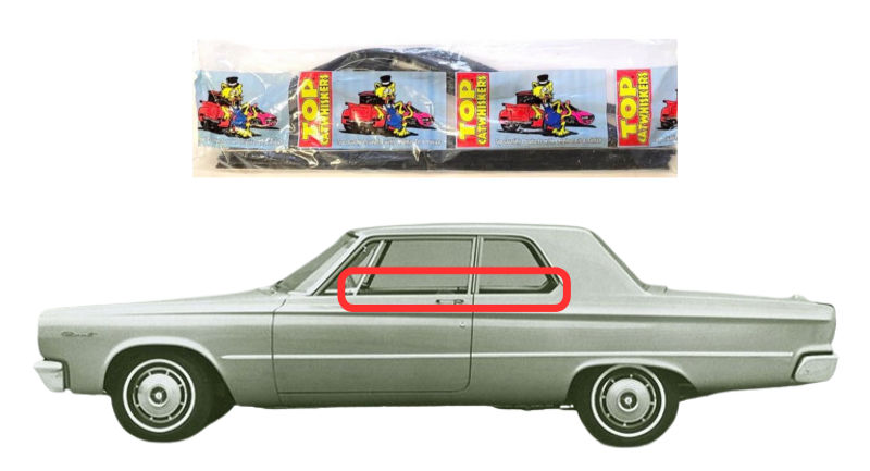 Beltline Window "Sweeper" Set - For 1963-1965 Plymouth and Dodge "B Body" 2-Door Sedans (Flat Chrome Bead) - Thumbnail 1