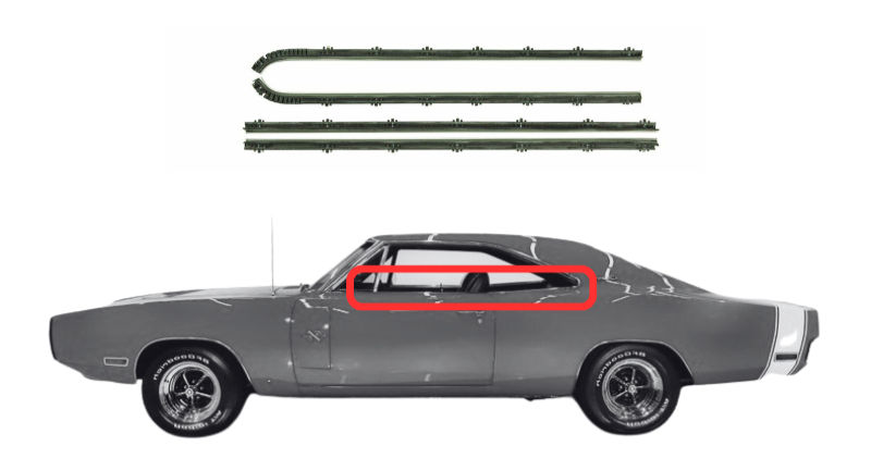Beltline Window "Sweeper" Set - For 1968-1970 Dodge Charger - Thumbnail 1
