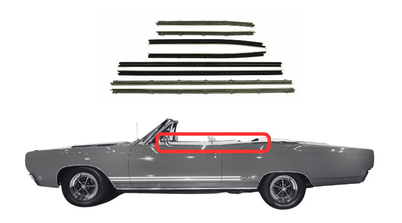 Beltline Window "Sweeper" Set - For 1968 Plymouth Convertibles - Thumbnail 1