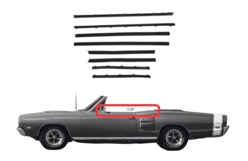 Beltline Window "Sweeper" Set - For 1969-1970 Dodge B-Body Convertibles - Thumbnail 1
