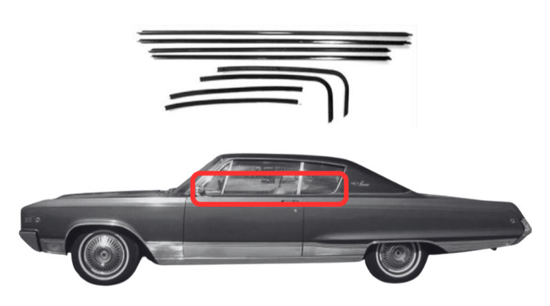 Beltline Window "Sweeper" Set - For 1965-1968 Chrysler, Plymouth, and Dodge C-Body 2-Door Hardtops - Thumbnail 1