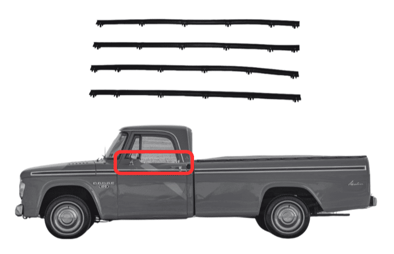 Beltline "Sweeper" Weatherstrip Set - For 1961-1971 Dodge Pickup Trucks - Thumbnail 1
