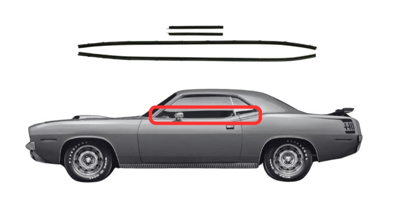 Beltline Window "Sweeper" Set - For 1970 Barracuda Coupe Models - Thumbnail 1