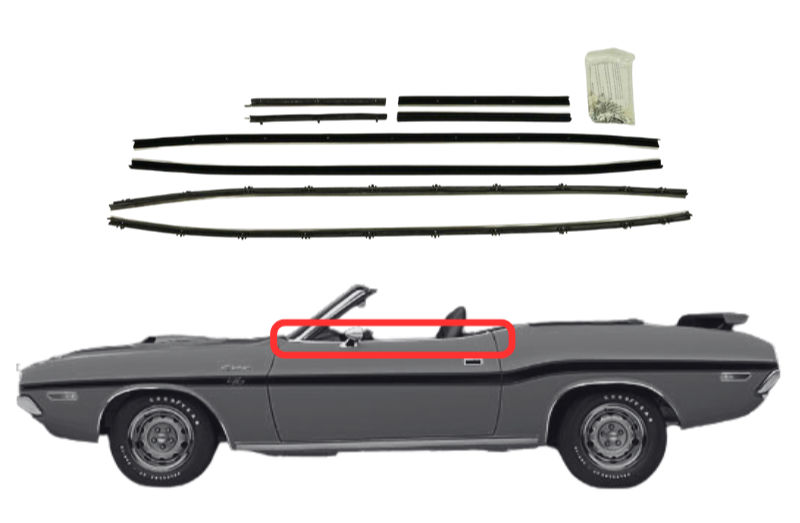Beltline "Sweeper" Weatherstrip Set - For 1970 Barracuda and Challenger Convertibles - Thumbnail 1
