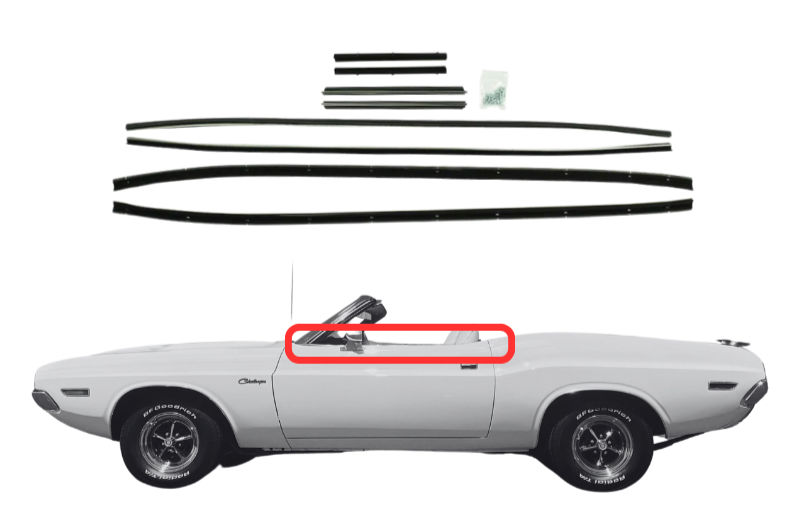 Beltline Window "Sweeper" Set - For 1971 Barracuda and Challenger Convertibles - Thumbnail 1