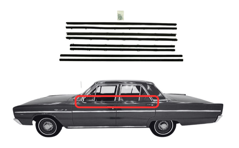 Beltline Window "Sweeper" Set - For 1966-1970 Plymouth and Dodge B-Body 4-Door Sedans - Thumbnail 1