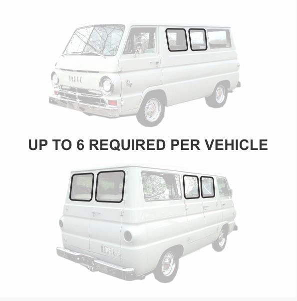 Fixed and Rear Door Window Rubber - For 1964-1970 Dodge A-100 Vans - Thumbnail 1