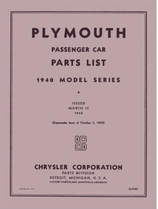 1940 Plymouth Factory Parts Catalog - Image 1