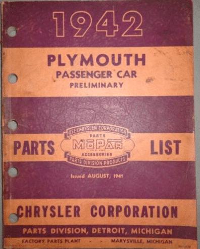 Factory Parts Catalog - 1942 Plymouth - Image 1