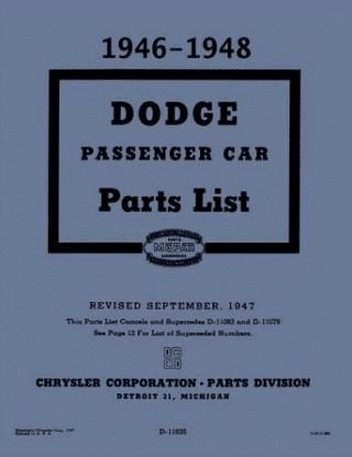 Factory Parts Catalog - 1946-1948 Dodge D-24 - Image 1