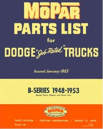 Factory Parts Catalog - 1948-1953 Dodge B-Series Truck - Image 1