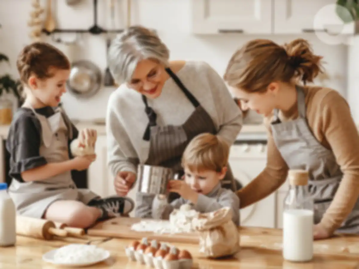 happy family a grandmother with her daughter