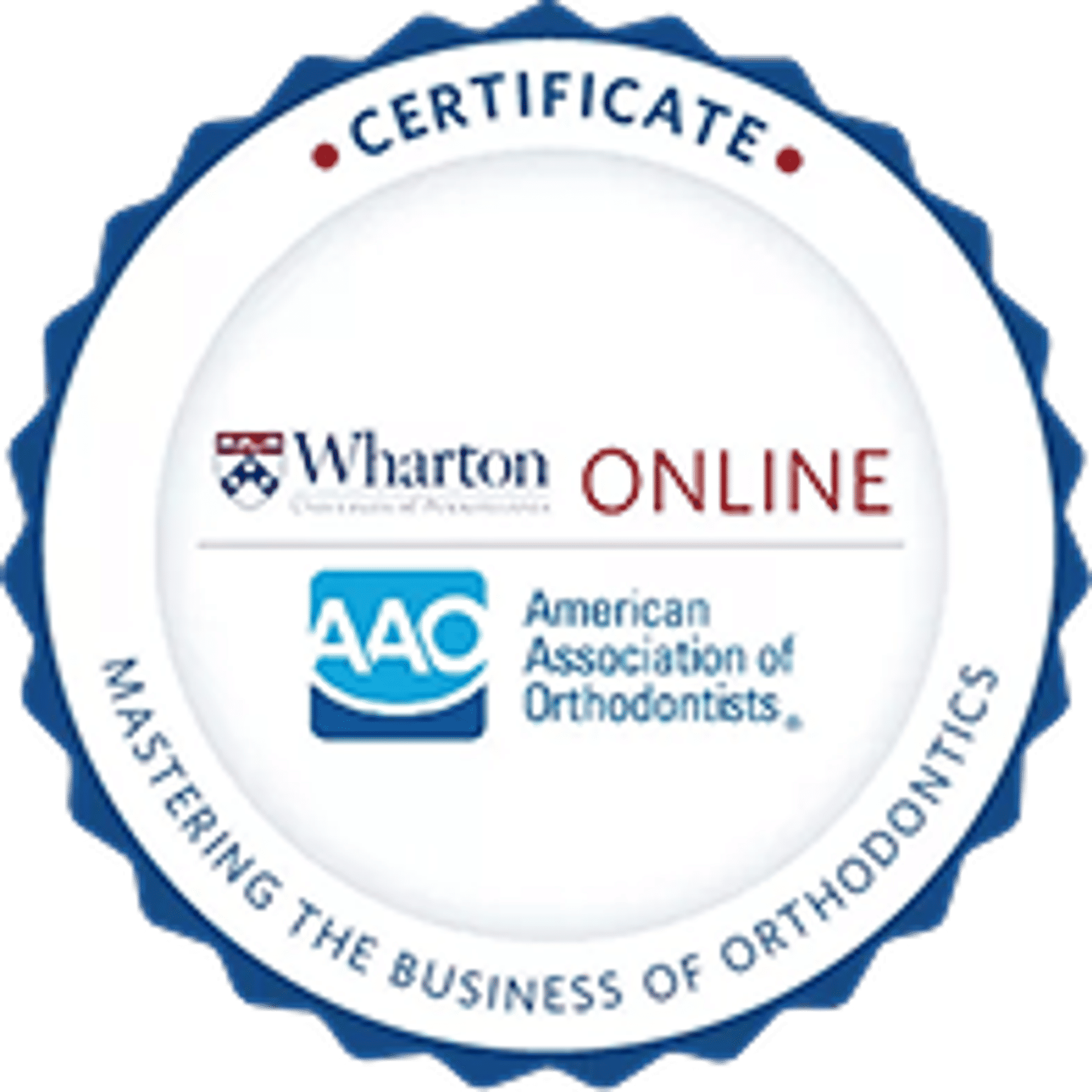 certificate showing affiliation with Wharton Orthodontic School and the American Association of Orthodontists