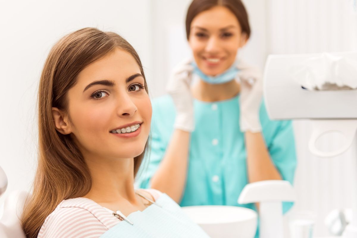 Professional dental office treatment room.