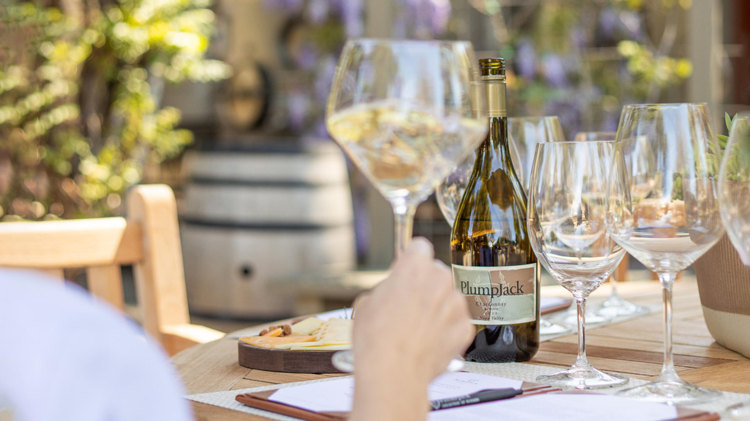 Tasting a PlumpJack chardonnay.