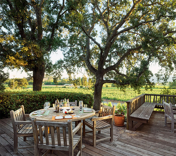 Patio for events at Plumpjack Estate Winery