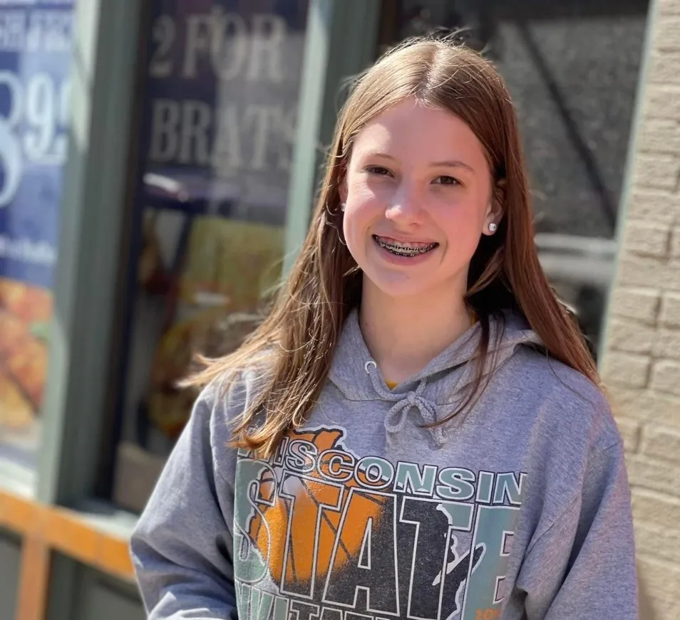 girl with braces smiling