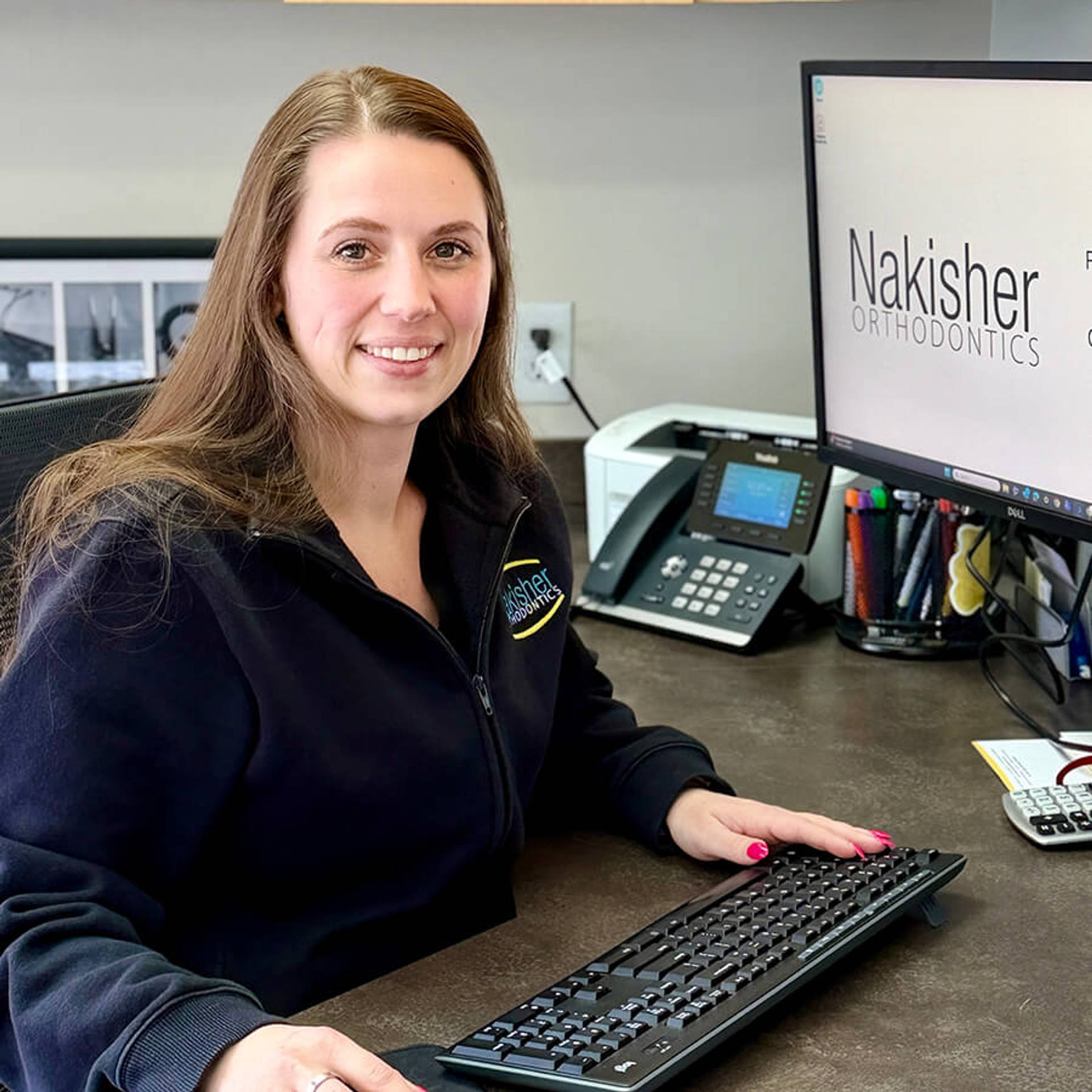 Team member on computer