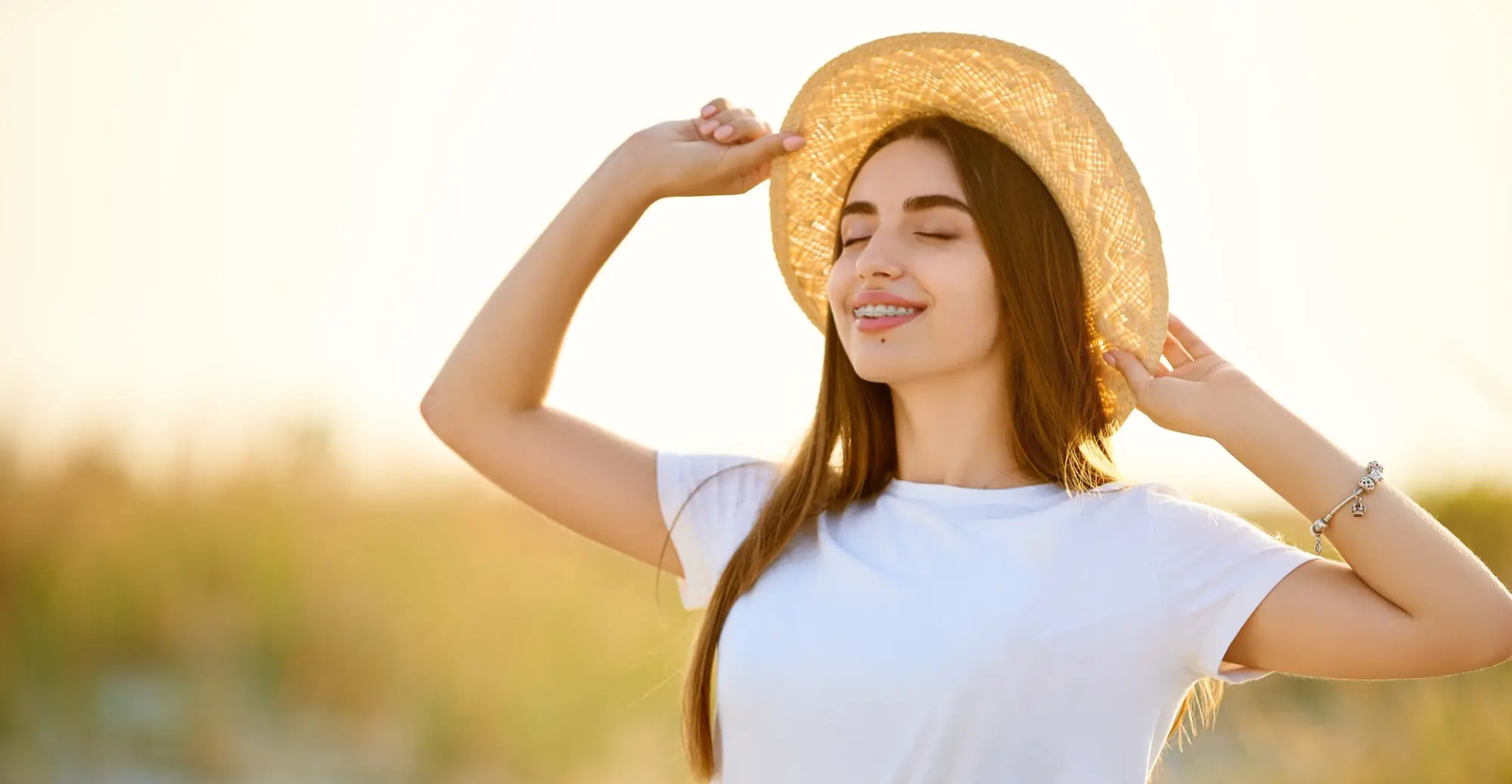 smiling woman on beach